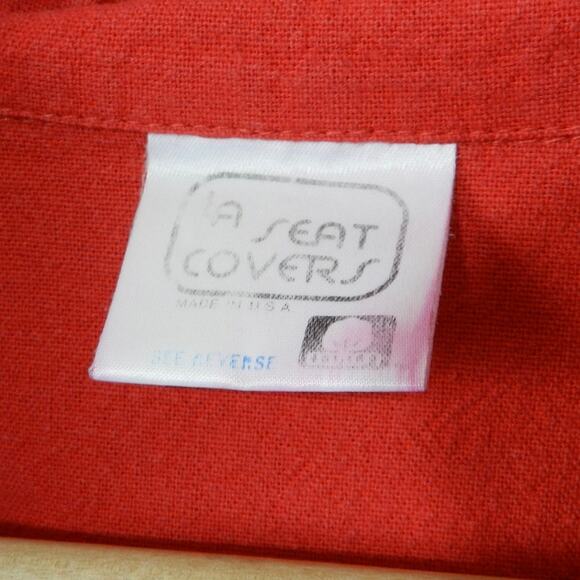 Vintage 80s LA Seat Covers Padded Shoulder Cropped Top Est Sz M Snap V Neck Red - Picture 2 of 10